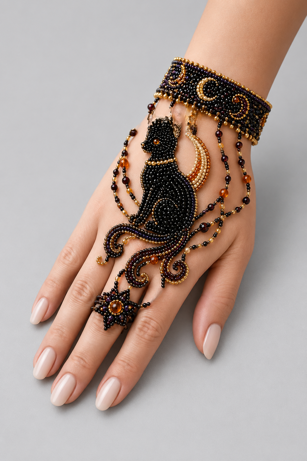 Color: 🐈‍⬛ Schwarze Katze | DIY Perlen-Handschmuck Set, photo 1