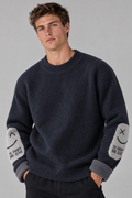 Color: Dunkelblau / Dark Navy | Gefütterter Herren Strickpullover mit Smiley-Details – Ansicht 3