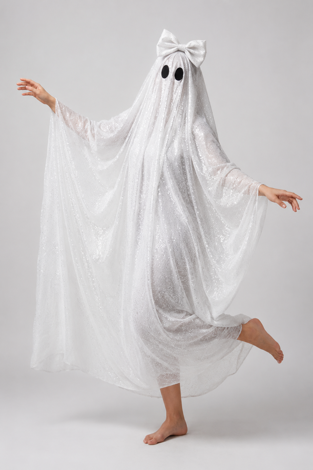 Color: White | Glitzerndes Geisterkostüm mit Schleife, photo 1