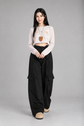 Color: Black | Damen High-Waist Wide-Leg Cargo-Hose, photo 1