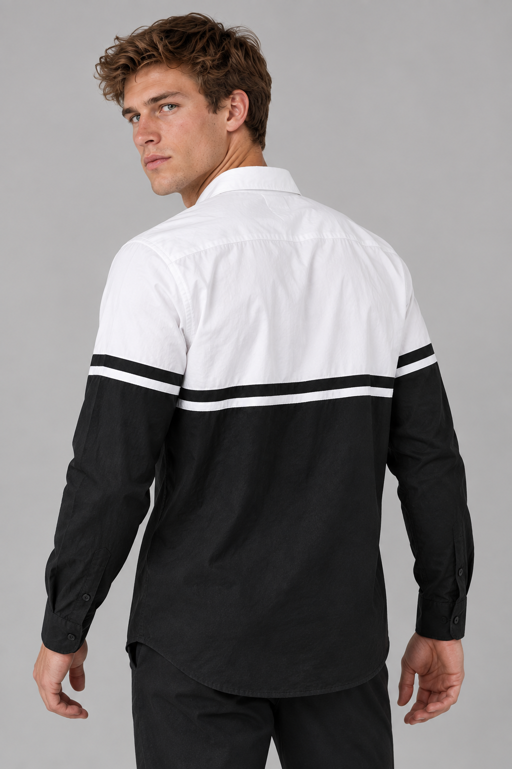 Herren Colorblock-Hemd aus 100 % Baumwolle