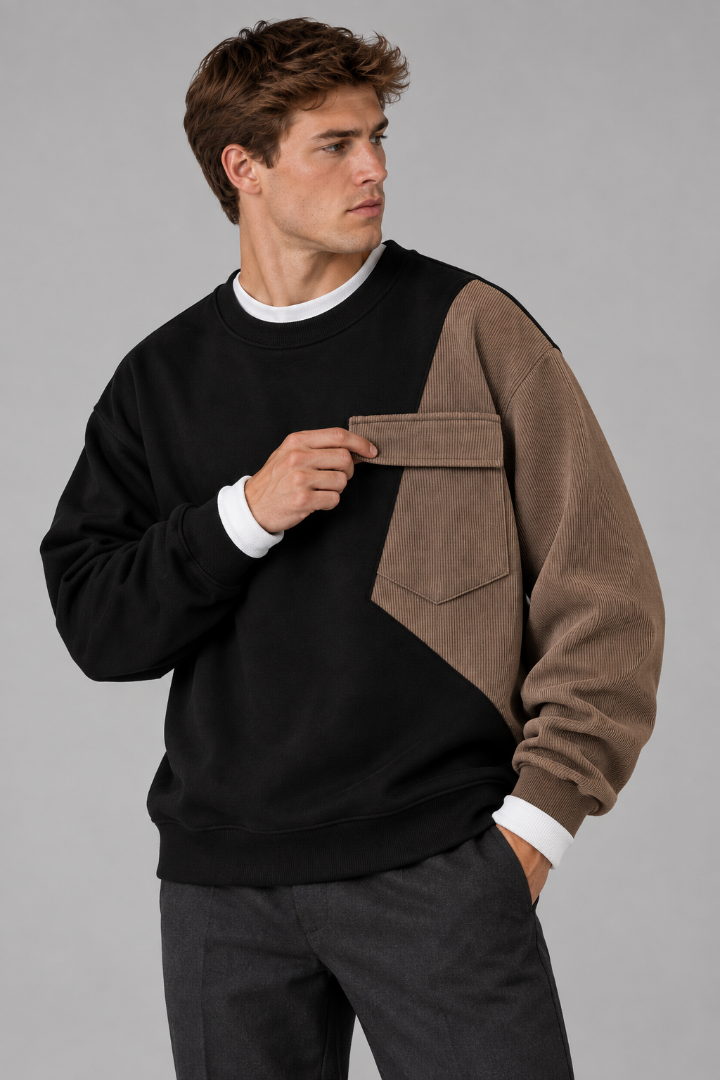 Oversize Sweatshirt mit asymmetrischen Cord-Details