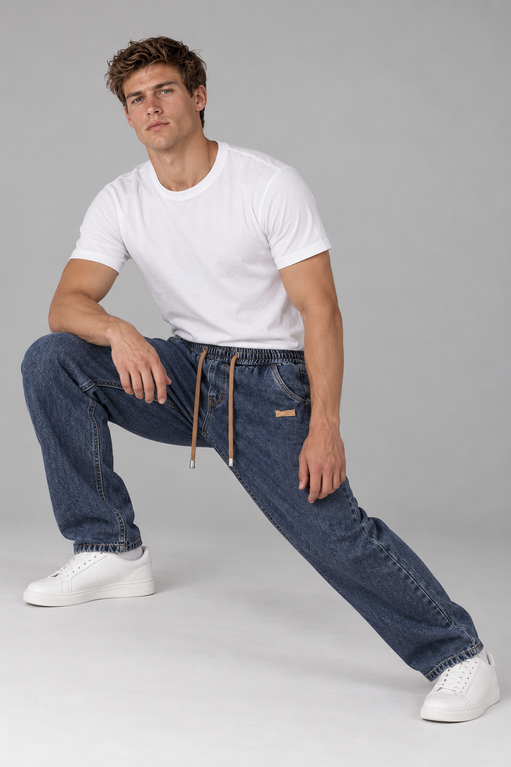 Color: Navy Blue | Herren Loose-Fit Jeans mit elastischem Bund – Ansicht 3