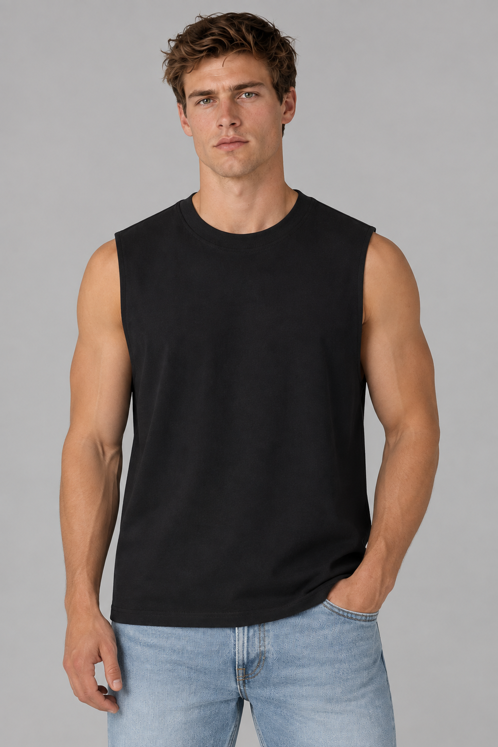 Schweres ärmelloses Baumwoll-T-Shirt