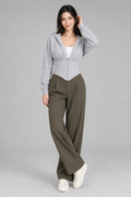 Color: Light Gray | Graue Corsagen-Sweatjacke mit Kapuze, photo 1