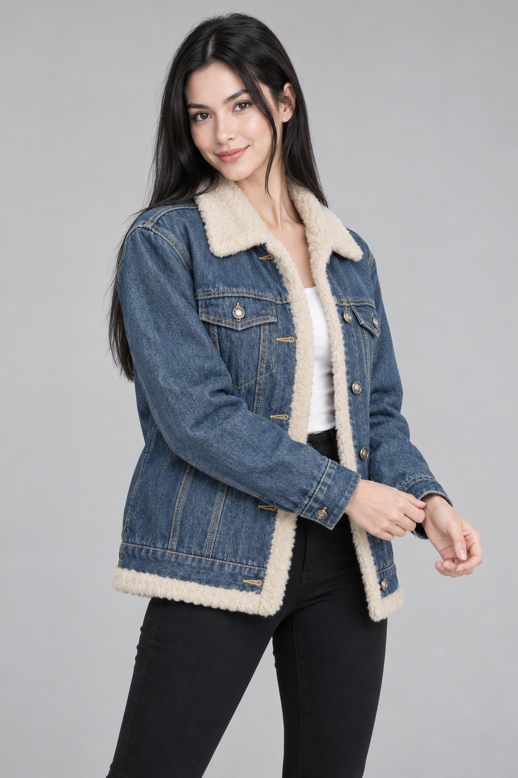 Nora | Gefütterte Oversize-Jeansjacke