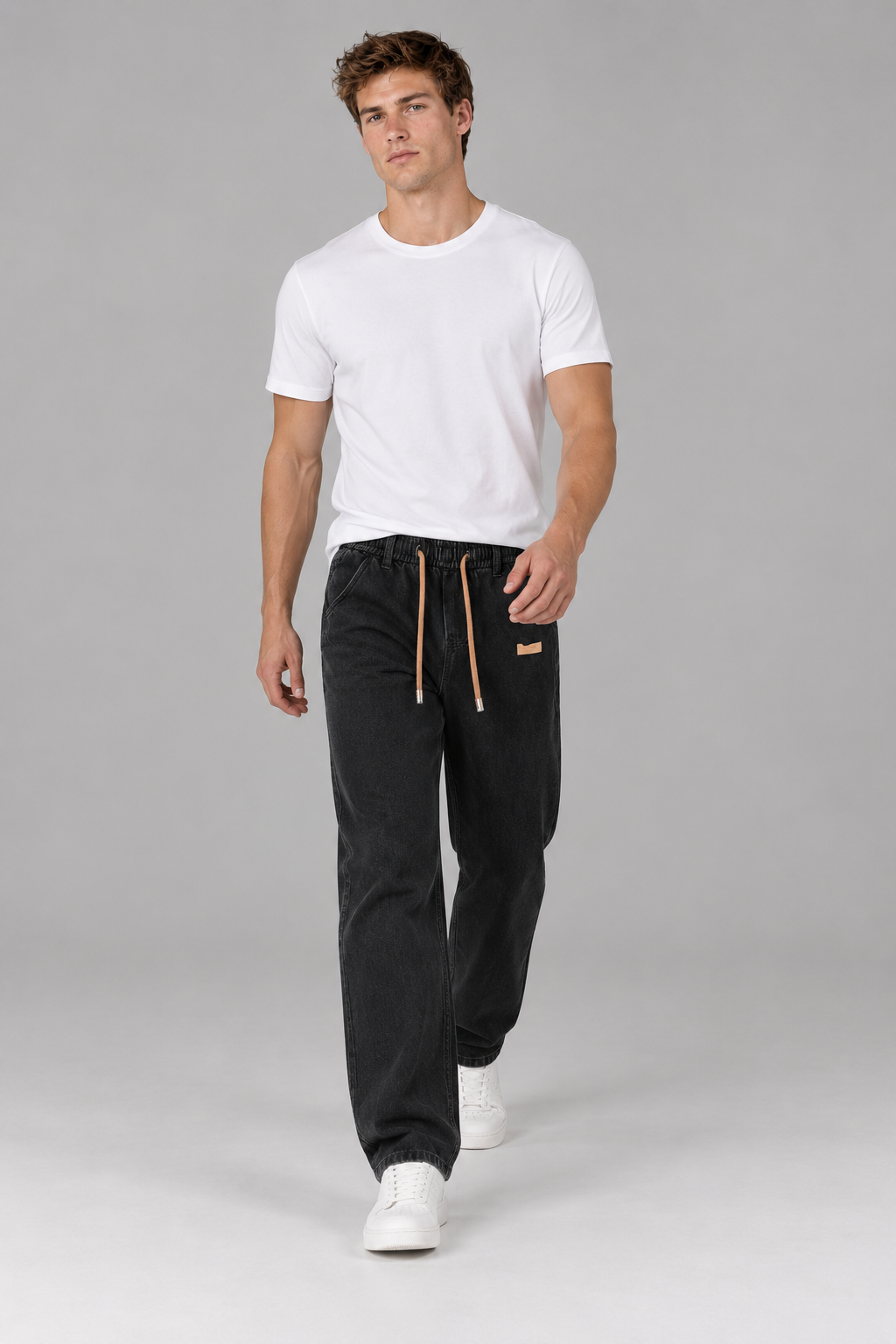 Color: Black | Herren Loose-Fit Jeans mit elastischem Bund – Ansicht 1