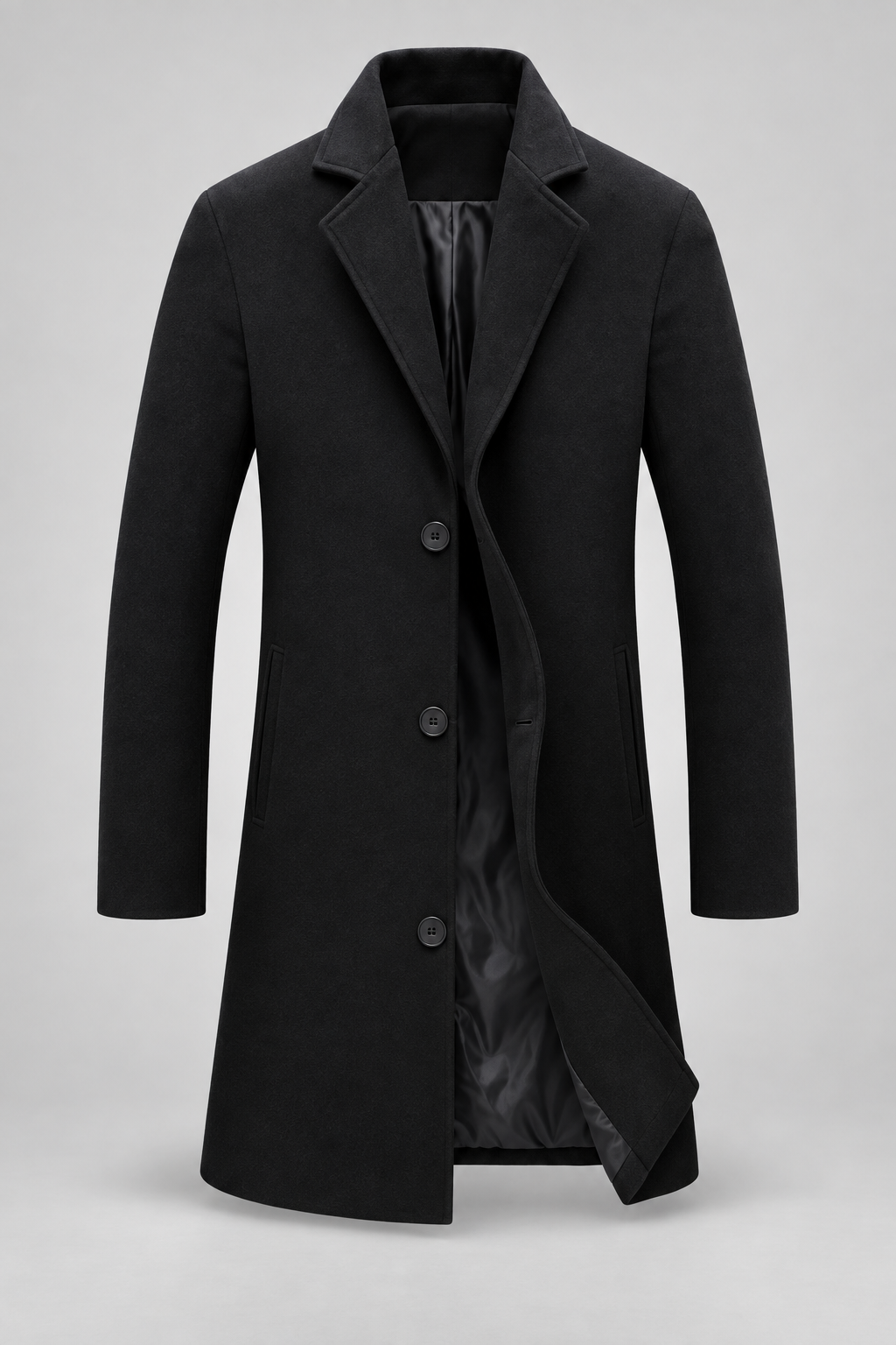 Color: Black | Herren Mantel mit Reverskragen in Slim Fit – Ansicht 2