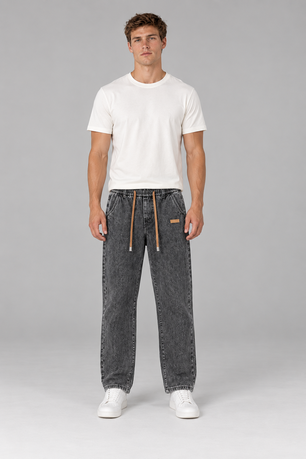 Color: Gray | Herren Loose-Fit Jeans mit elastischem Bund – Ansicht 2
