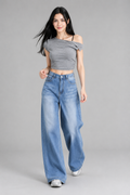 Color: Light Blue / Powder Blue | Damen High-Waist Wide-Leg Jeans aus Lyocell – Washed Blue, photo 1