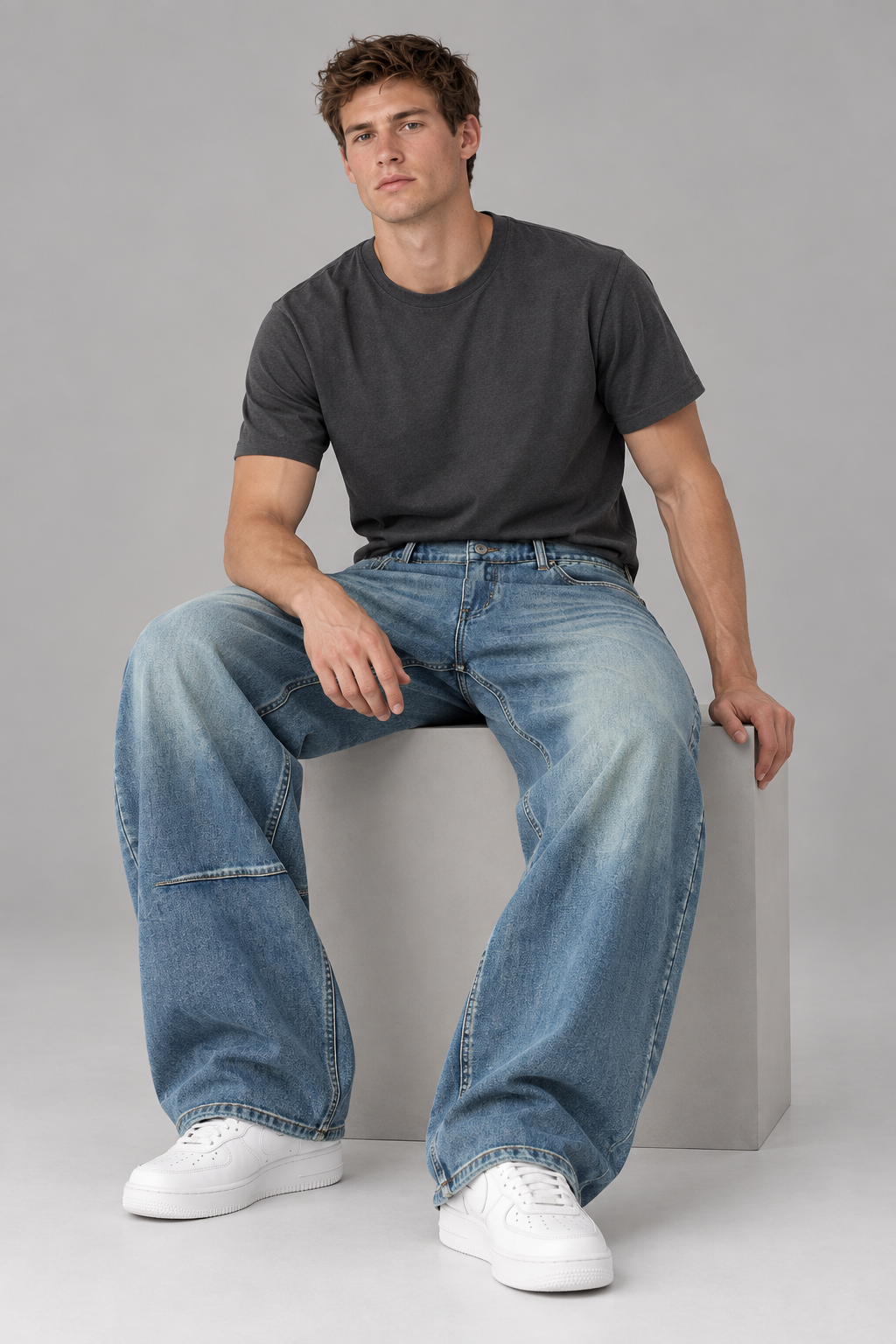 Color: Light Blue | Retro Wide-Leg Jeans mit Waschung – Ansicht 1