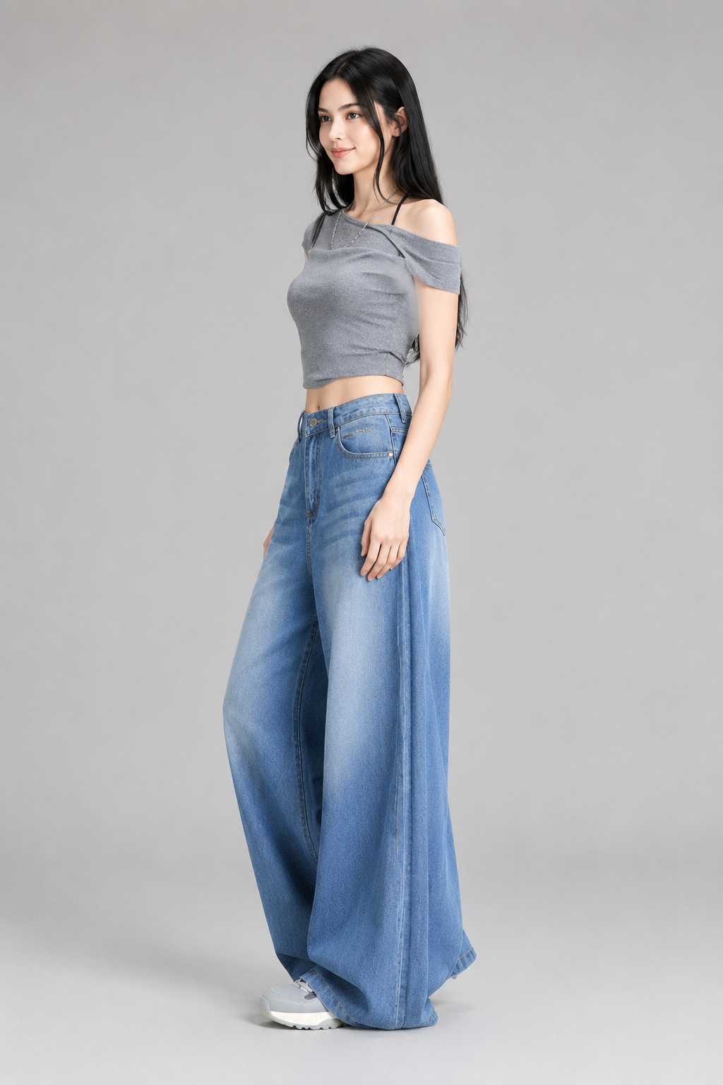Color: Light Blue / Powder Blue | Damen High-Waist Wide-Leg Jeans aus Lyocell – Washed Blue, photo 2