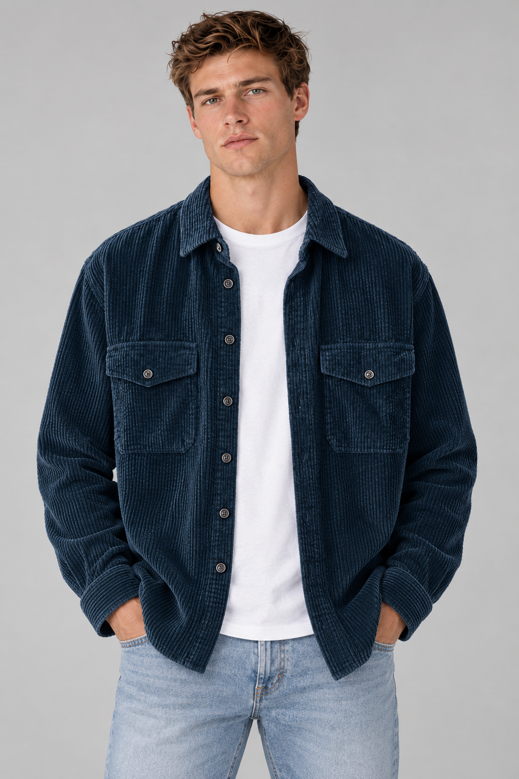 Herren Cordhemd mit Brusttaschen