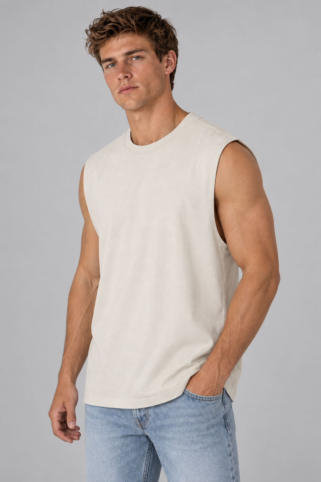 Schweres ärmelloses Baumwoll-T-Shirt
