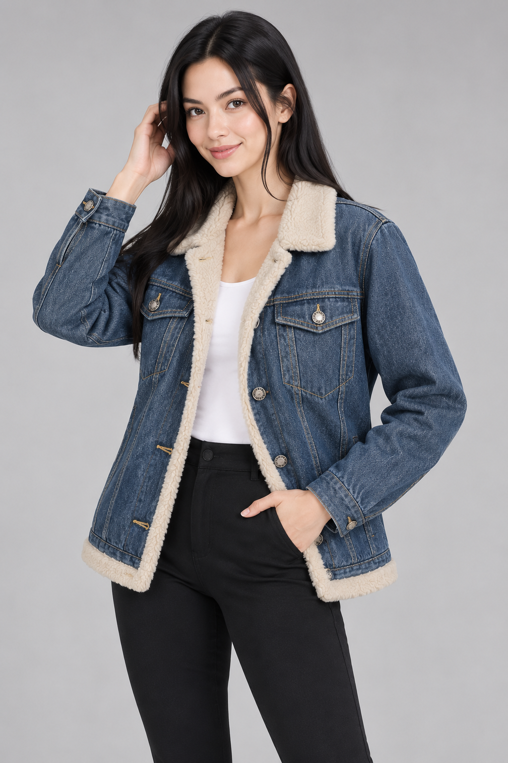 Nora | Gefütterte Oversize-Jeansjacke