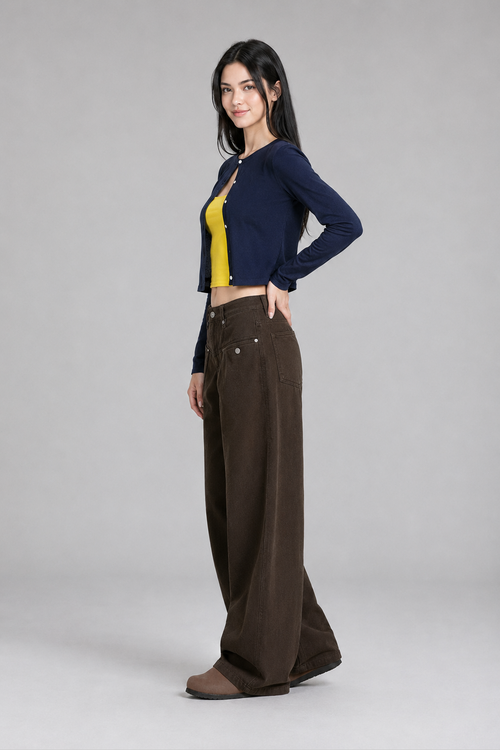 Color: Braun | Damen Wide-Leg Jeans in Mokkabraun, photo 1