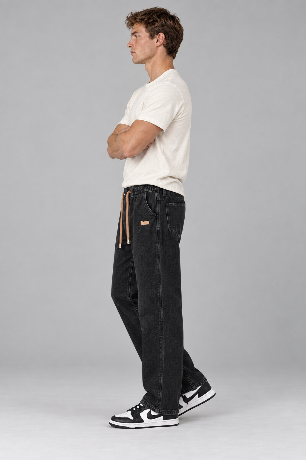 Color: Black | Herren Loose-Fit Jeans mit elastischem Bund – Ansicht 2