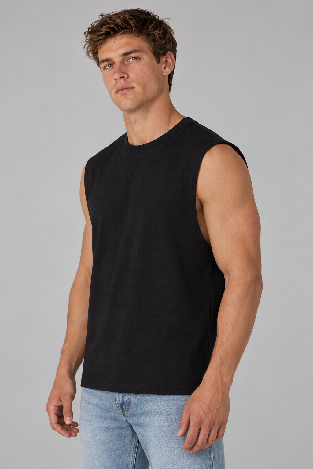 Schweres ärmelloses Baumwoll-T-Shirt