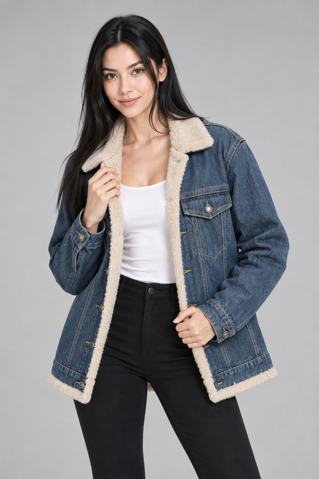 Nora | Gefütterte Oversize-Jeansjacke
