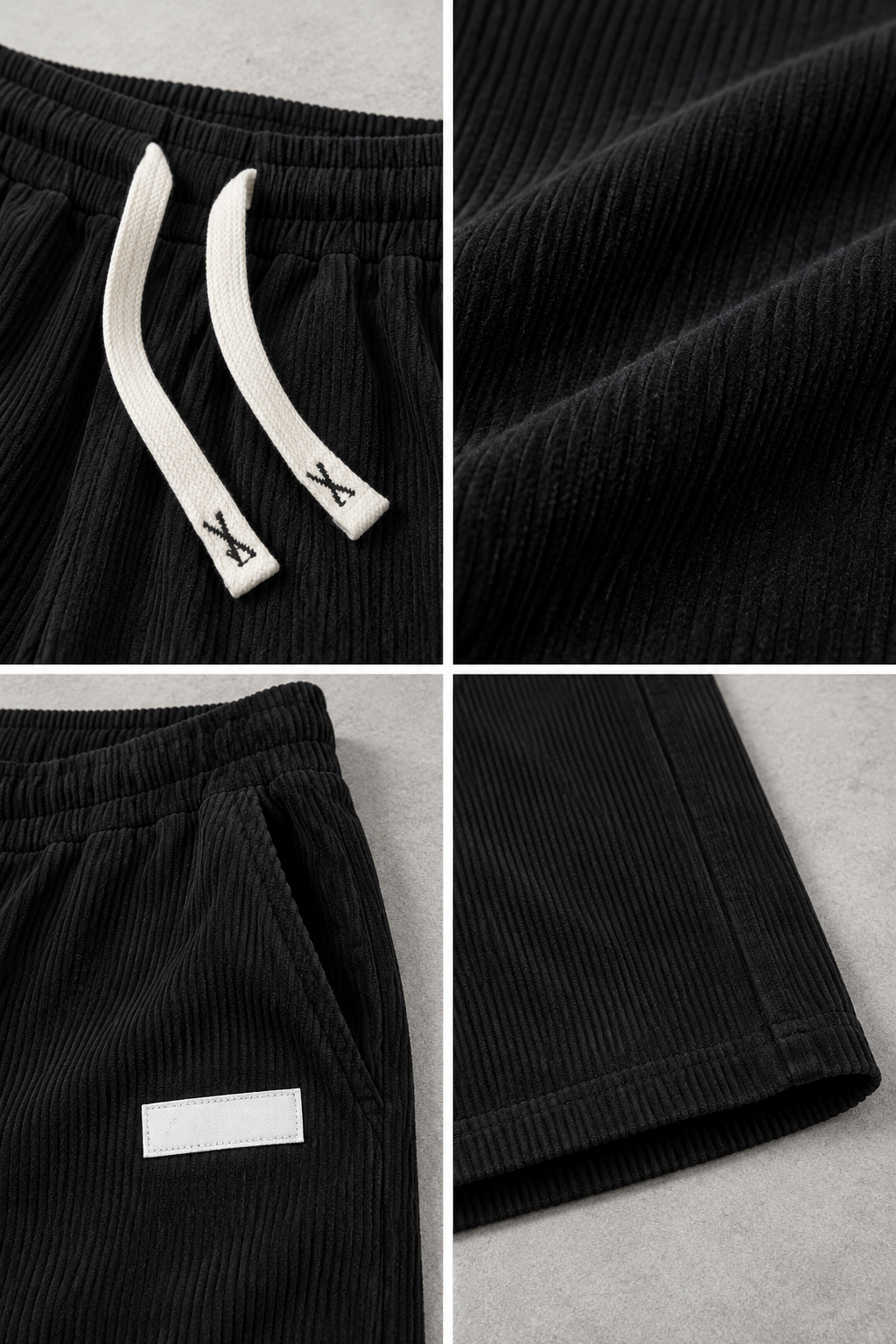Color: Light Gray | Herren Cordhose mit weitem Bein und Kordelzug – Ansicht 1
