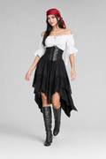 Color: White | Dreiteiliges Renaissance-Kostüm mit asymmetrischem Rock, photo 4