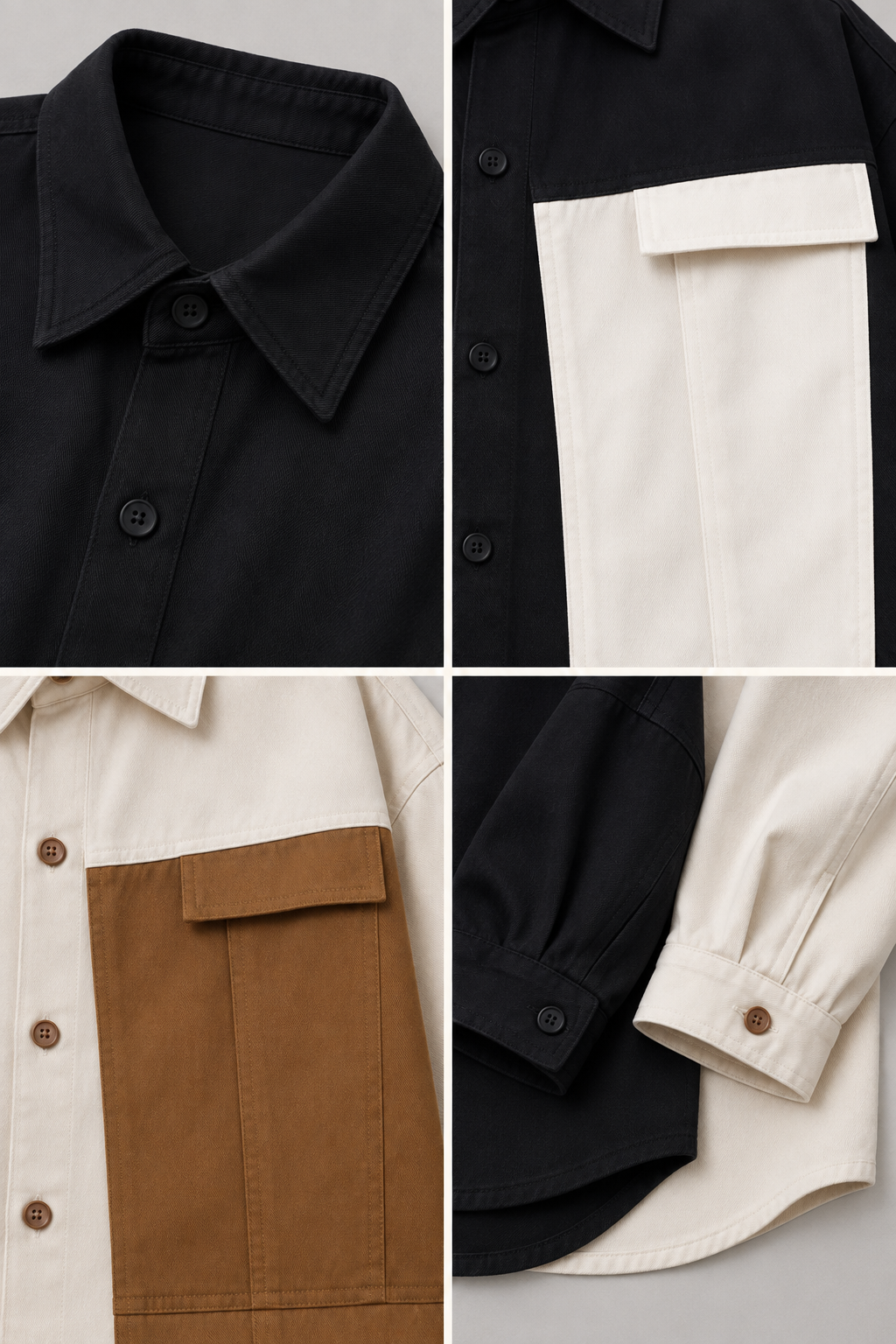 Herren Oversize-Hemdjacke im Colorblock-Design