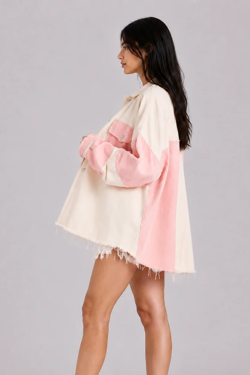 Color: Rosa | Mila | Oversize-Jeansjacke im Colorblock-Look, photo 1