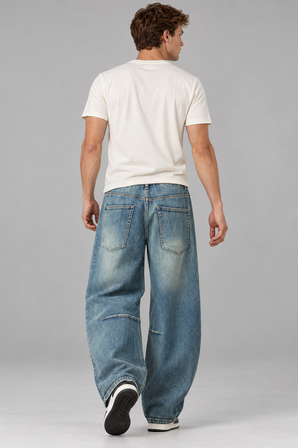 Color: Retro Blue | Retro Wide-Leg Jeans mit Waschung – Rückansicht