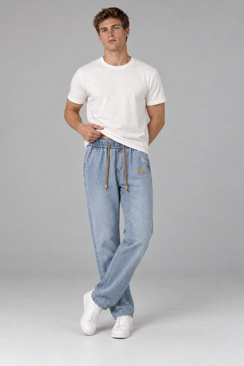 Color: Light Blue | Herren Loose-Fit Jeans mit elastischem Bund – Ansicht 1