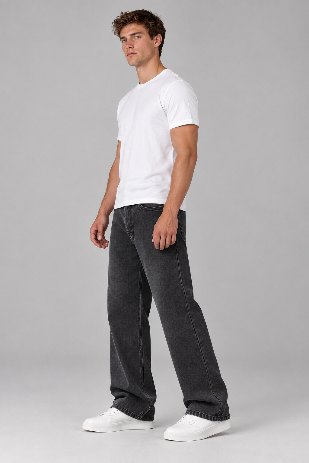 Color: Black | Jungen Vintage Wide-Leg Jeans mit Washed-Effekt – Ansicht 1