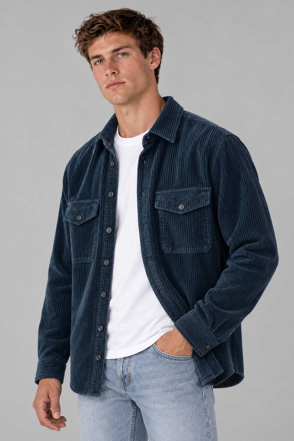 Herren Cordhemd mit Brusttaschen