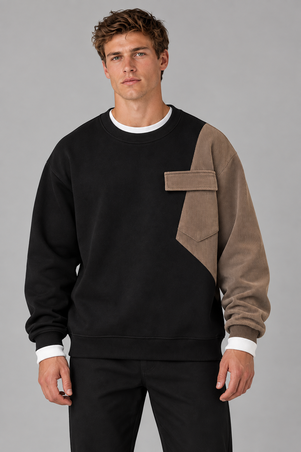 Oversize Sweatshirt mit asymmetrischen Cord-Details