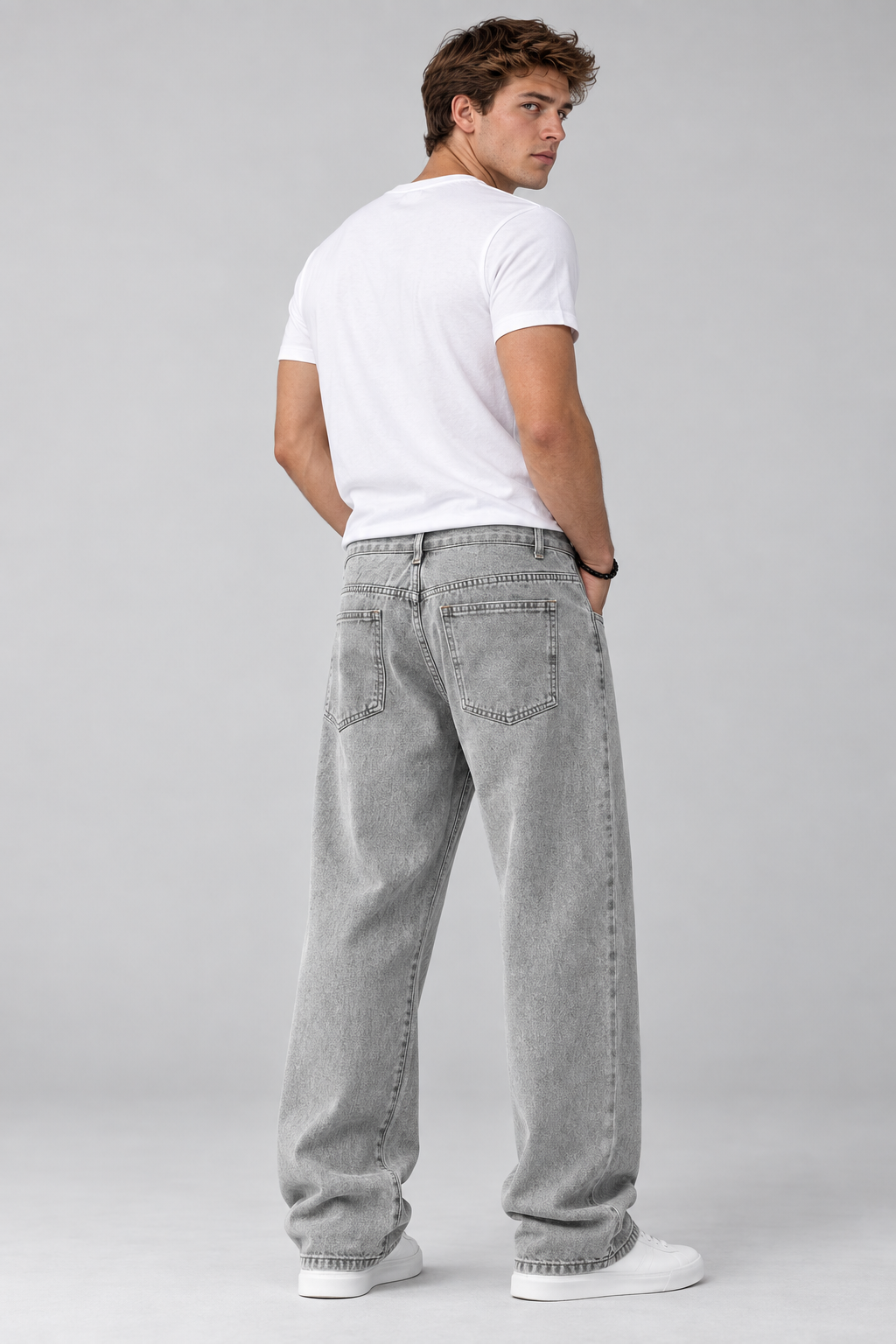 Color: Gray | Jungen Vintage Wide-Leg Jeans mit Washed-Effekt – Ansicht 3