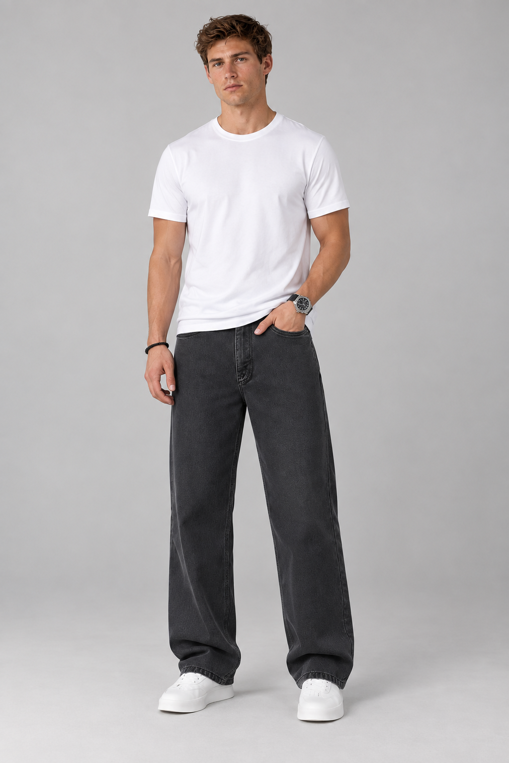 Color: Black | Jungen Vintage Wide-Leg Jeans mit Washed-Effekt – Ansicht 4