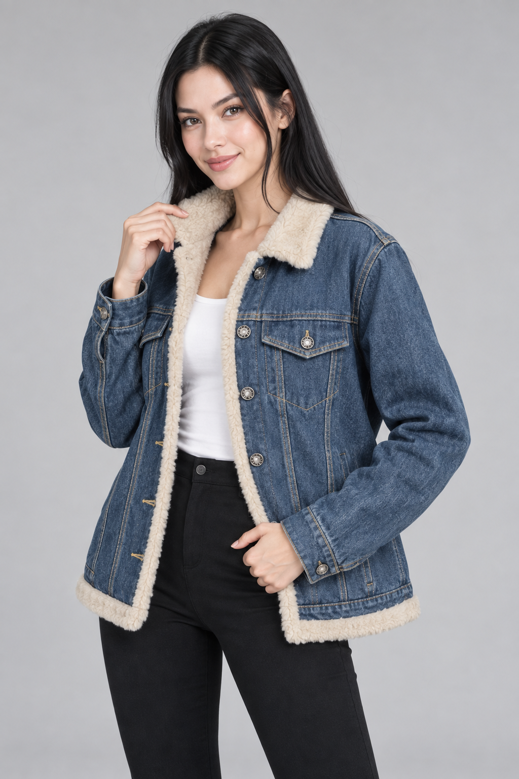 Nora | Gefütterte Oversize-Jeansjacke
