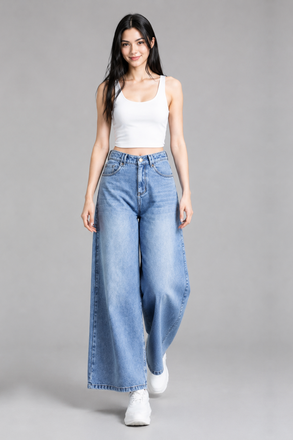 Color: Light Blue / Powder Blue | Damen High-Waist Wide-Leg Jeans in Hellblau, photo 1