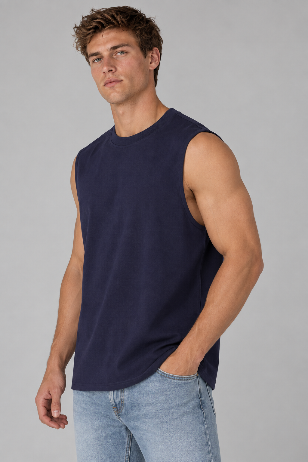 Schweres ärmelloses Baumwoll-T-Shirt