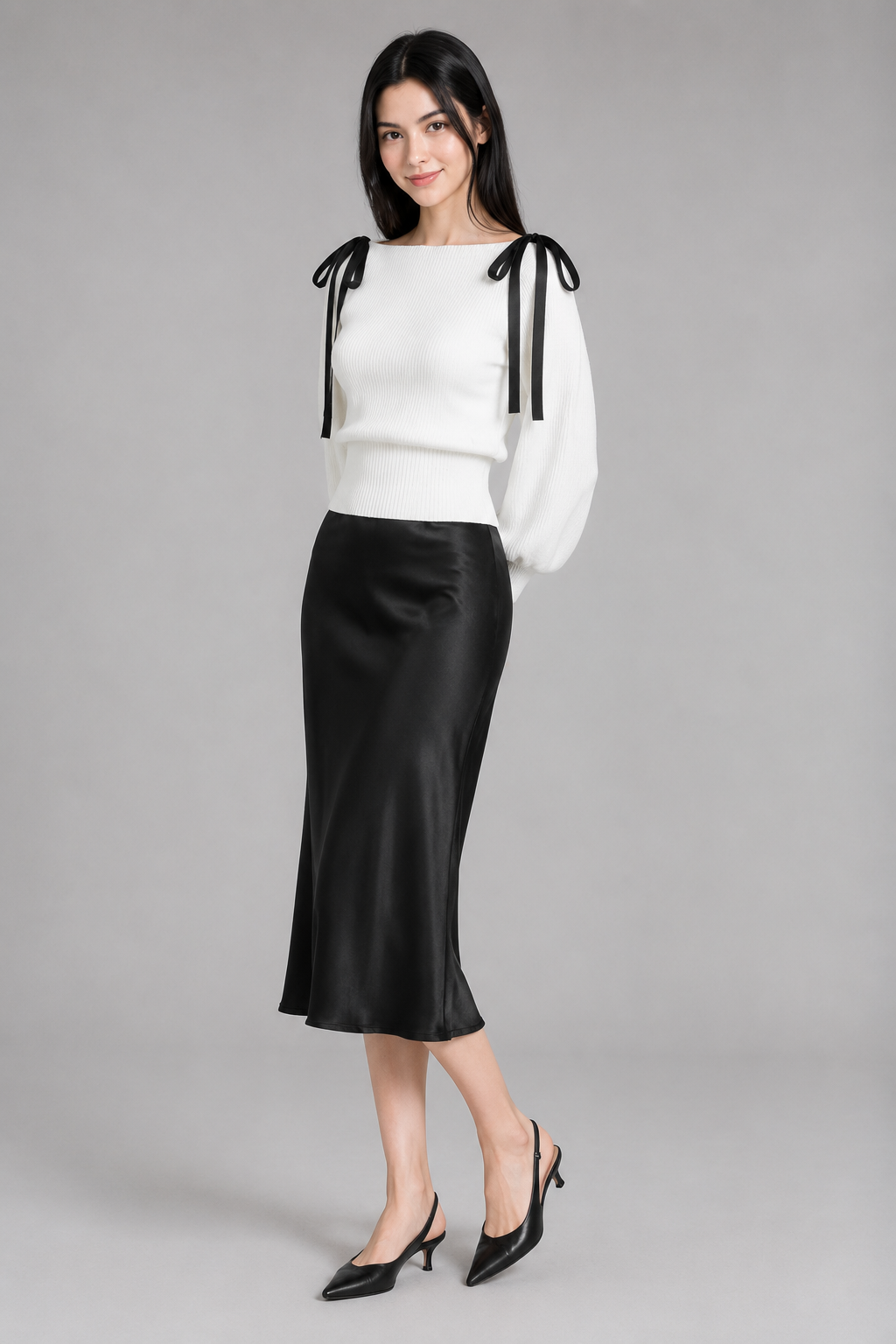 Color: White | Cropped Strickpullover mit Schleifendetails, photo 6